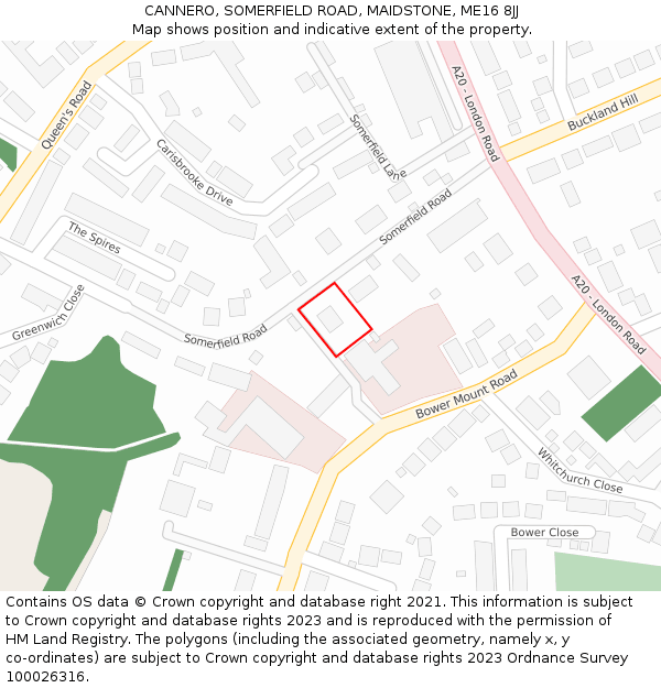 CANNERO, SOMERFIELD ROAD, MAIDSTONE, ME16 8JJ: Location map and indicative extent of plot