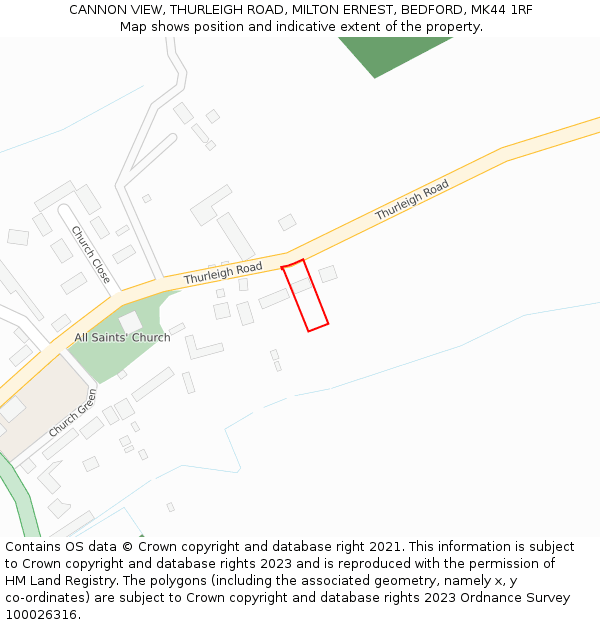 CANNON VIEW, THURLEIGH ROAD, MILTON ERNEST, BEDFORD, MK44 1RF: Location map and indicative extent of plot