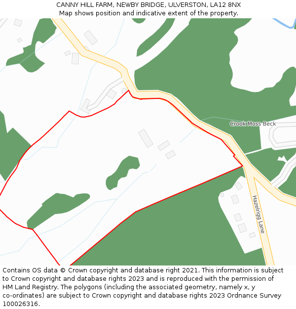 CANNY HILL FARM, NEWBY BRIDGE, ULVERSTON, LA12 8NX: Location map and indicative extent of plot