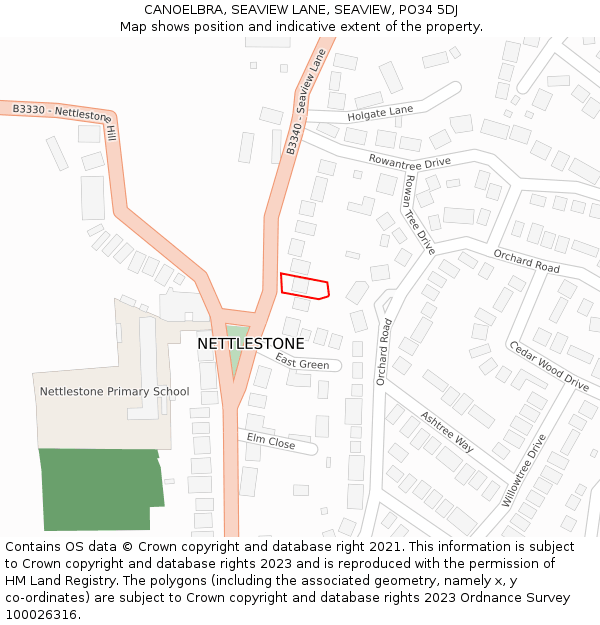 CANOELBRA, SEAVIEW LANE, SEAVIEW, PO34 5DJ: Location map and indicative extent of plot