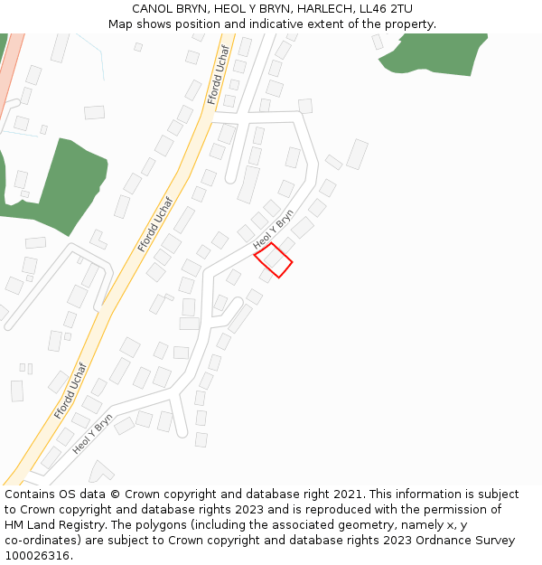 CANOL BRYN, HEOL Y BRYN, HARLECH, LL46 2TU: Location map and indicative extent of plot