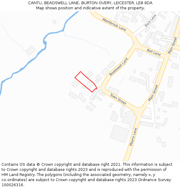 CANTU, BEADSWELL LANE, BURTON OVERY, LEICESTER, LE8 9DA: Location map and indicative extent of plot