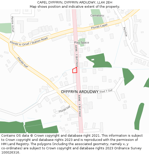 CAPEL DYFFRYN, DYFFRYN ARDUDWY, LL44 2EH: Location map and indicative extent of plot