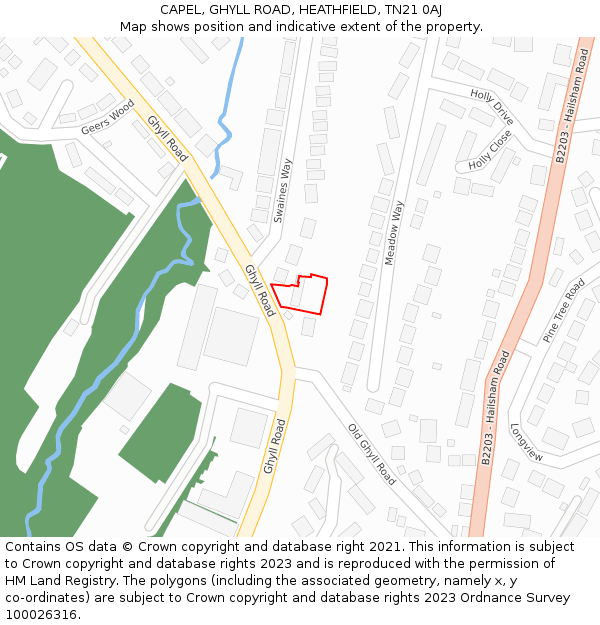 CAPEL, GHYLL ROAD, HEATHFIELD, TN21 0AJ: Location map and indicative extent of plot