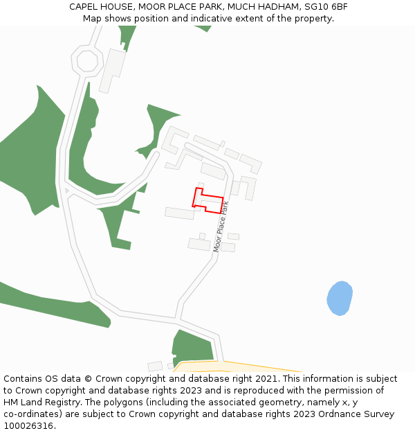 CAPEL HOUSE, MOOR PLACE PARK, MUCH HADHAM, SG10 6BF: Location map and indicative extent of plot