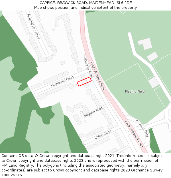 CAPRICE, BRAYWICK ROAD, MAIDENHEAD, SL6 1DE: Location map and indicative extent of plot