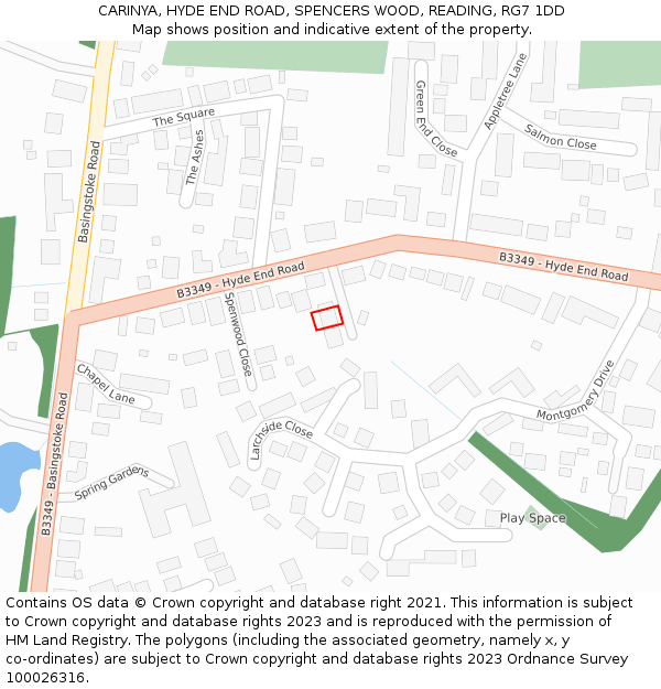 CARINYA, HYDE END ROAD, SPENCERS WOOD, READING, RG7 1DD: Location map and indicative extent of plot