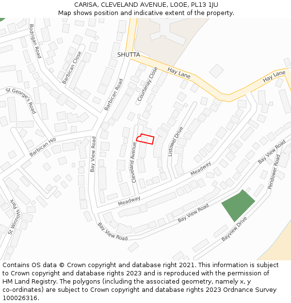 CARISA, CLEVELAND AVENUE, LOOE, PL13 1JU: Location map and indicative extent of plot