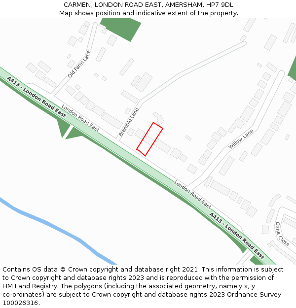 CARMEN, LONDON ROAD EAST, AMERSHAM, HP7 9DL: Location map and indicative extent of plot