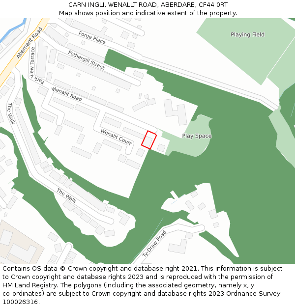 CARN INGLI, WENALLT ROAD, ABERDARE, CF44 0RT: Location map and indicative extent of plot