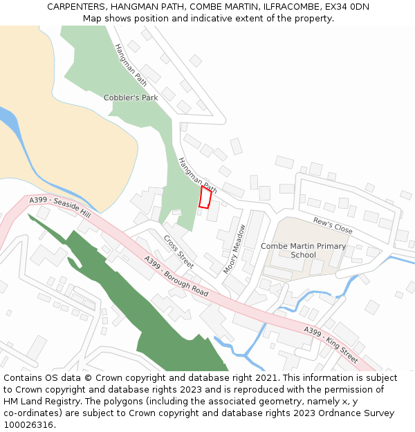 CARPENTERS, HANGMAN PATH, COMBE MARTIN, ILFRACOMBE, EX34 0DN: Location map and indicative extent of plot