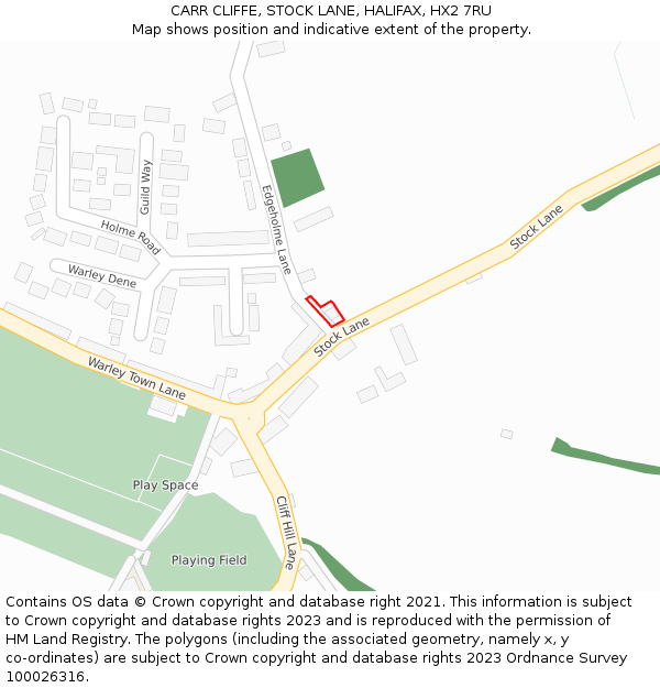 CARR CLIFFE, STOCK LANE, HALIFAX, HX2 7RU: Location map and indicative extent of plot