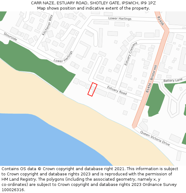 CARR NAZE, ESTUARY ROAD, SHOTLEY GATE, IPSWICH, IP9 1PZ: Location map and indicative extent of plot