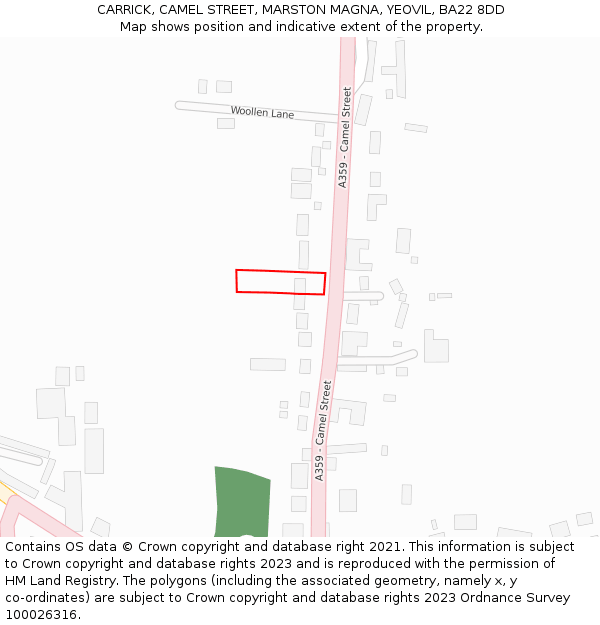 CARRICK, CAMEL STREET, MARSTON MAGNA, YEOVIL, BA22 8DD: Location map and indicative extent of plot