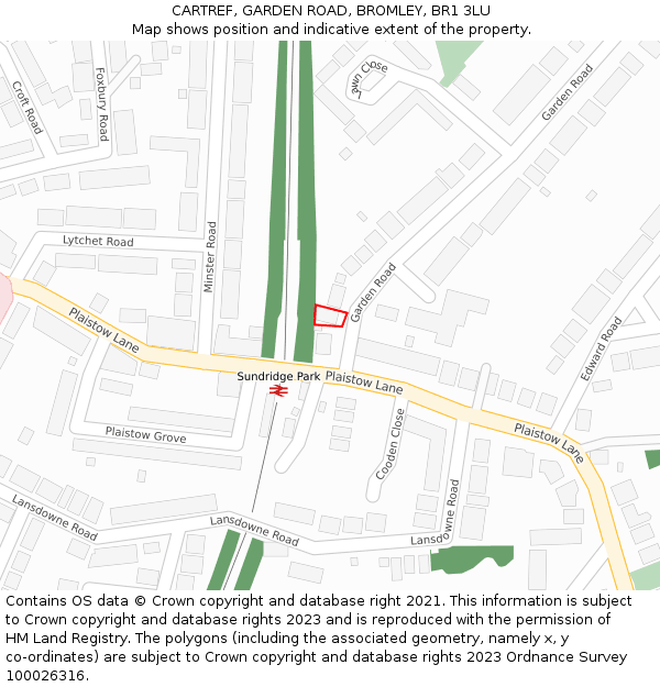 CARTREF, GARDEN ROAD, BROMLEY, BR1 3LU: Location map and indicative extent of plot