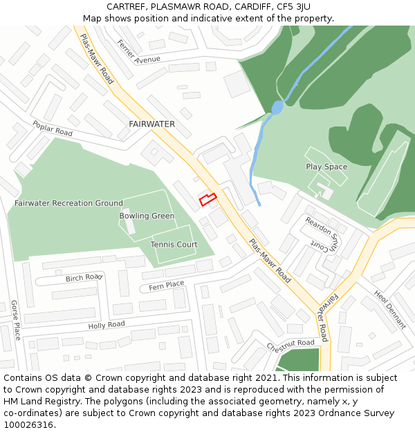 CARTREF, PLASMAWR ROAD, CARDIFF, CF5 3JU: Location map and indicative extent of plot