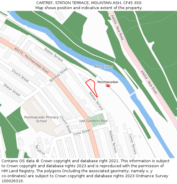 CARTREF, STATION TERRACE, MOUNTAIN ASH, CF45 3SS: Location map and indicative extent of plot