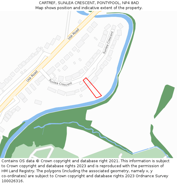 CARTREF, SUNLEA CRESCENT, PONTYPOOL, NP4 8AD: Location map and indicative extent of plot