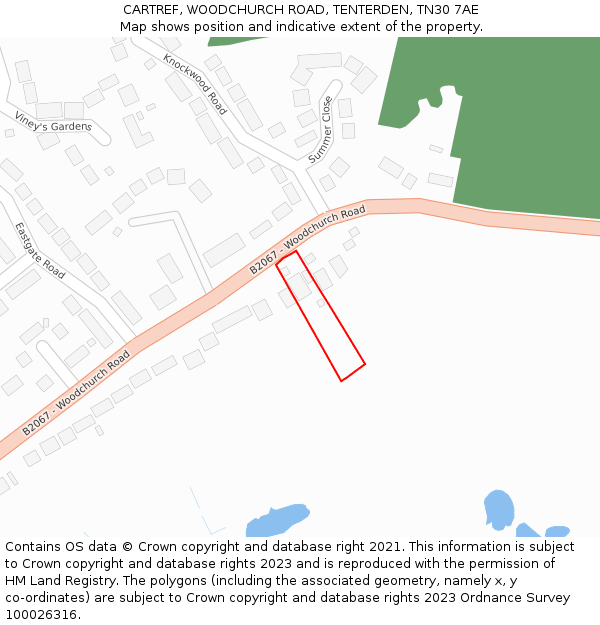 CARTREF, WOODCHURCH ROAD, TENTERDEN, TN30 7AE: Location map and indicative extent of plot