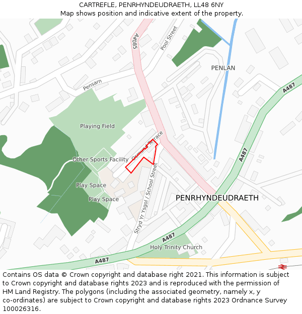 CARTREFLE, PENRHYNDEUDRAETH, LL48 6NY: Location map and indicative extent of plot