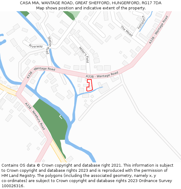 CASA MIA, WANTAGE ROAD, GREAT SHEFFORD, HUNGERFORD, RG17 7DA: Location map and indicative extent of plot