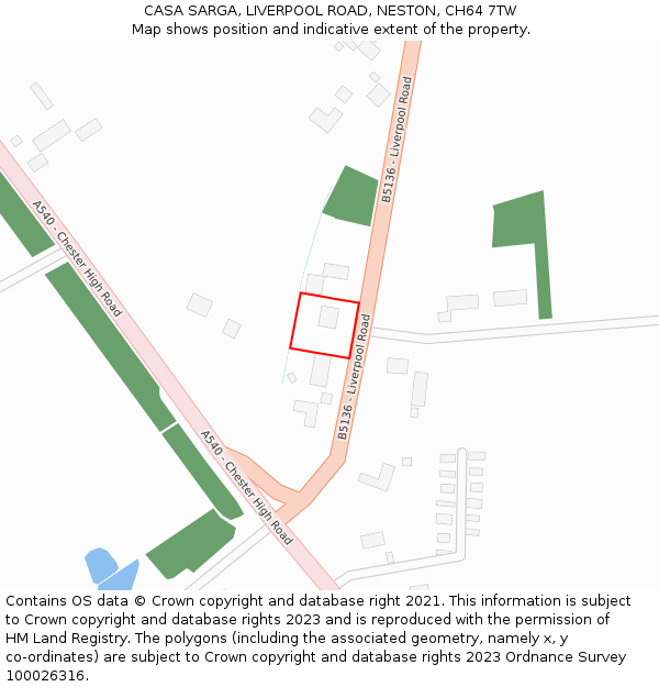 CASA SARGA, LIVERPOOL ROAD, NESTON, CH64 7TW: Location map and indicative extent of plot