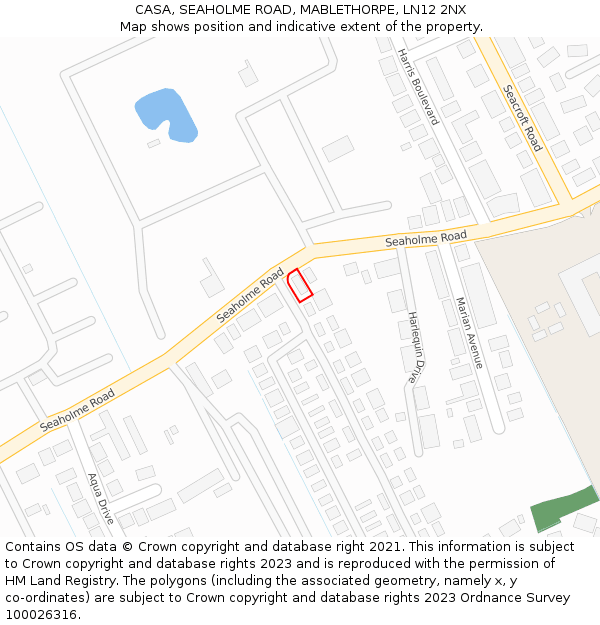 CASA, SEAHOLME ROAD, MABLETHORPE, LN12 2NX: Location map and indicative extent of plot