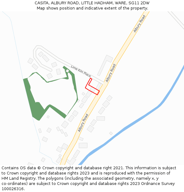 CASITA, ALBURY ROAD, LITTLE HADHAM, WARE, SG11 2DW: Location map and indicative extent of plot