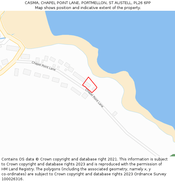 CASMA, CHAPEL POINT LANE, PORTMELLON, ST AUSTELL, PL26 6PP: Location map and indicative extent of plot