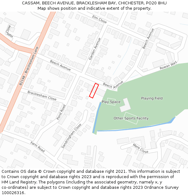 CASSAM, BEECH AVENUE, BRACKLESHAM BAY, CHICHESTER, PO20 8HU: Location map and indicative extent of plot