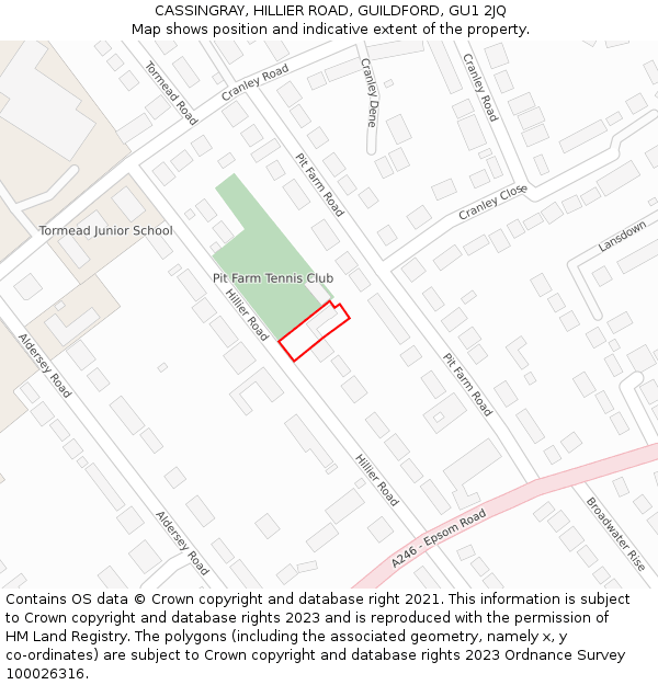 CASSINGRAY, HILLIER ROAD, GUILDFORD, GU1 2JQ: Location map and indicative extent of plot