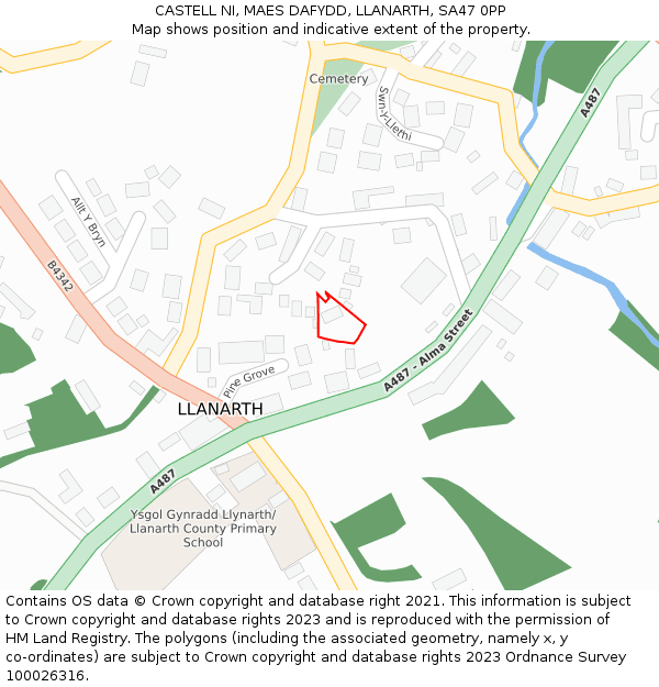 CASTELL NI, MAES DAFYDD, LLANARTH, SA47 0PP: Location map and indicative extent of plot