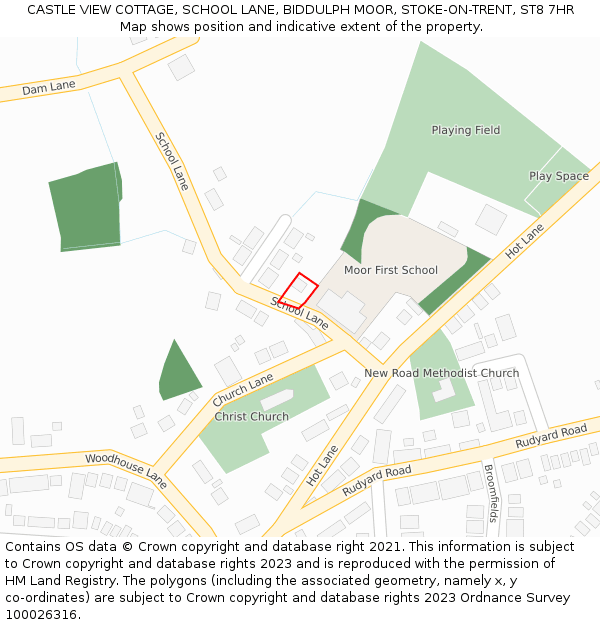CASTLE VIEW COTTAGE, SCHOOL LANE, BIDDULPH MOOR, STOKE-ON-TRENT, ST8 7HR: Location map and indicative extent of plot