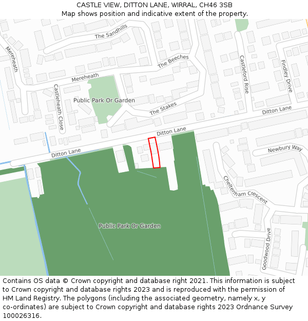 CASTLE VIEW, DITTON LANE, WIRRAL, CH46 3SB: Location map and indicative extent of plot