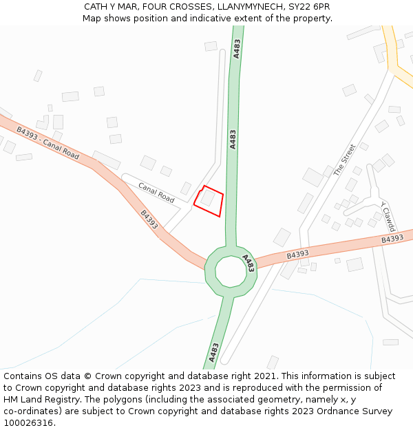 CATH Y MAR, FOUR CROSSES, LLANYMYNECH, SY22 6PR: Location map and indicative extent of plot