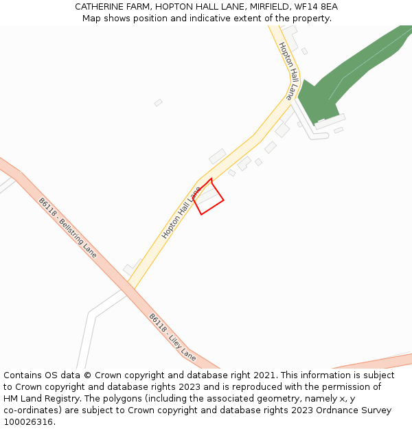 CATHERINE FARM, HOPTON HALL LANE, MIRFIELD, WF14 8EA: Location map and indicative extent of plot