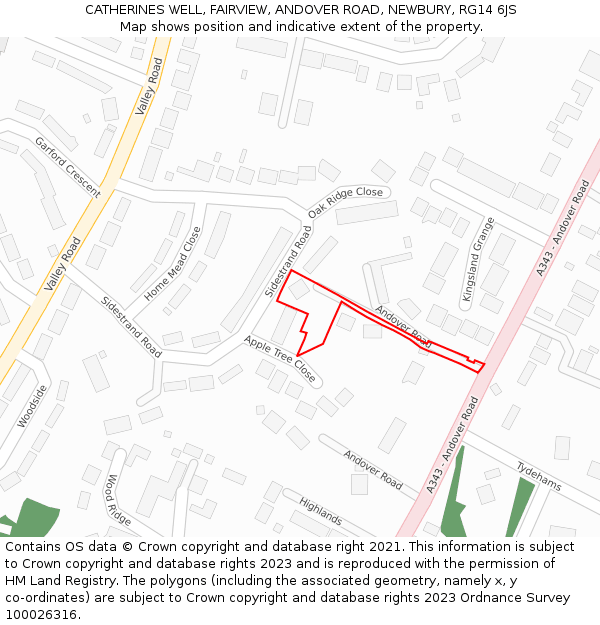 CATHERINES WELL, FAIRVIEW, ANDOVER ROAD, NEWBURY, RG14 6JS: Location map and indicative extent of plot