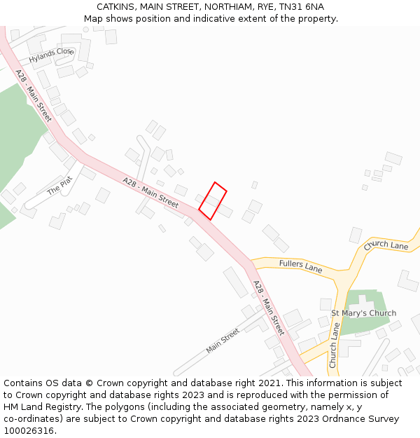 CATKINS, MAIN STREET, NORTHIAM, RYE, TN31 6NA: Location map and indicative extent of plot