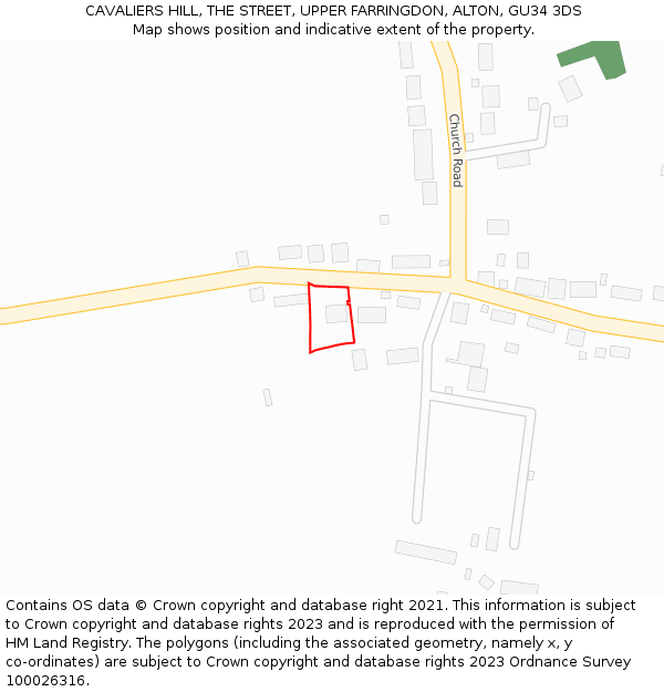 CAVALIERS HILL, THE STREET, UPPER FARRINGDON, ALTON, GU34 3DS: Location map and indicative extent of plot