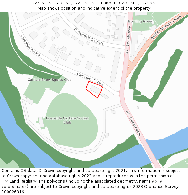 CAVENDISH MOUNT, CAVENDISH TERRACE, CARLISLE, CA3 9ND: Location map and indicative extent of plot