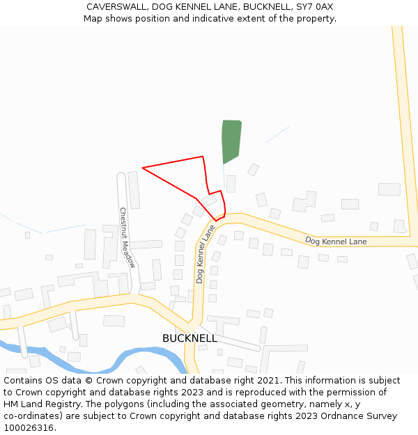 CAVERSWALL, DOG KENNEL LANE, BUCKNELL, SY7 0AX: Location map and indicative extent of plot