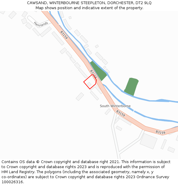 CAWSAND, WINTERBOURNE STEEPLETON, DORCHESTER, DT2 9LQ: Location map and indicative extent of plot