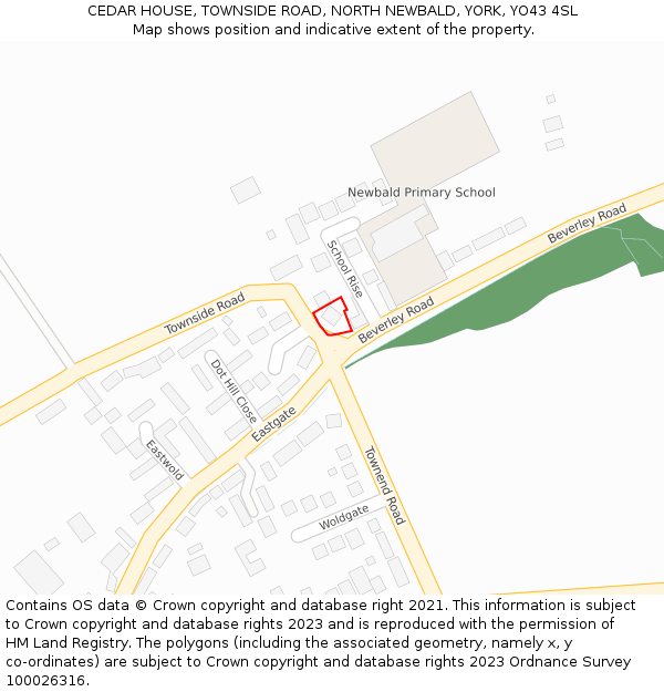 CEDAR HOUSE, TOWNSIDE ROAD, NORTH NEWBALD, YORK, YO43 4SL: Location map and indicative extent of plot