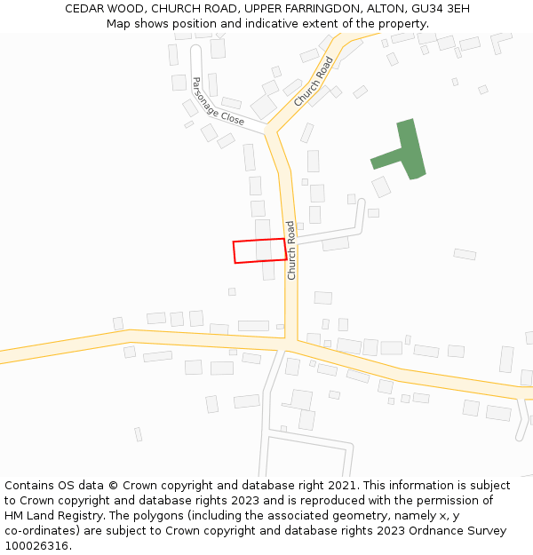 CEDAR WOOD, CHURCH ROAD, UPPER FARRINGDON, ALTON, GU34 3EH: Location map and indicative extent of plot