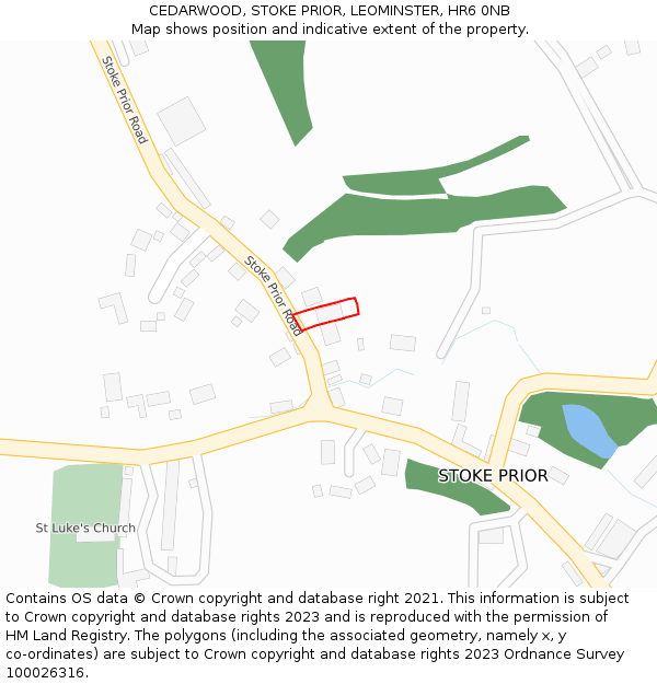 CEDARWOOD, STOKE PRIOR, LEOMINSTER, HR6 0NB: Location map and indicative extent of plot