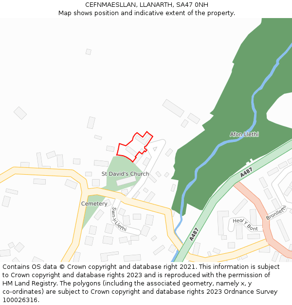 CEFNMAESLLAN, LLANARTH, SA47 0NH: Location map and indicative extent of plot