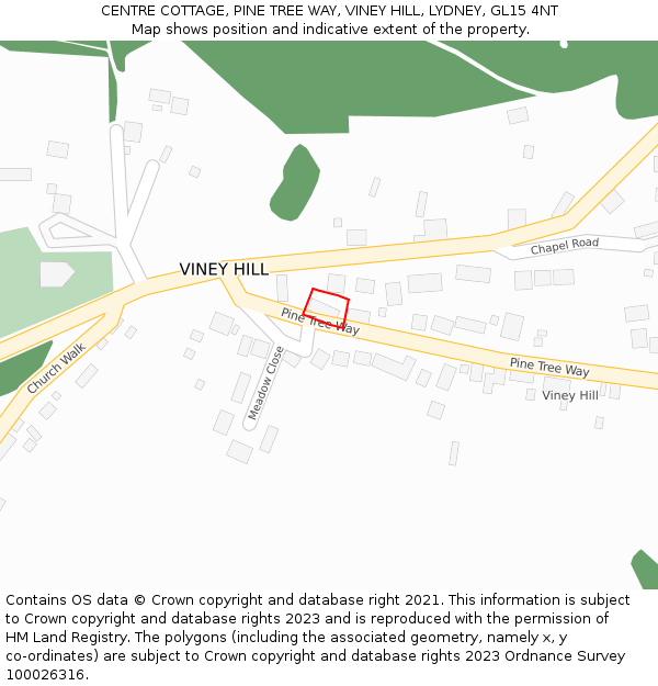 CENTRE COTTAGE, PINE TREE WAY, VINEY HILL, LYDNEY, GL15 4NT: Location map and indicative extent of plot