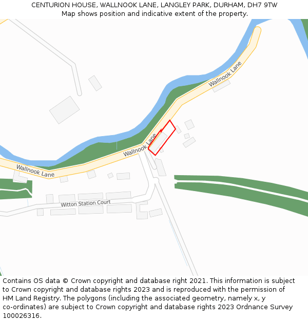 CENTURION HOUSE, WALLNOOK LANE, LANGLEY PARK, DURHAM, DH7 9TW: Location map and indicative extent of plot