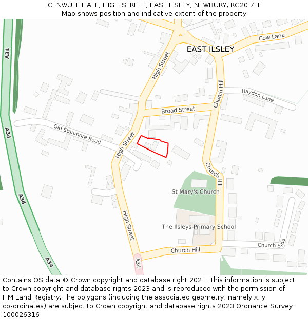 CENWULF HALL, HIGH STREET, EAST ILSLEY, NEWBURY, RG20 7LE: Location map and indicative extent of plot