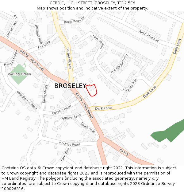CERDIC, HIGH STREET, BROSELEY, TF12 5EY: Location map and indicative extent of plot
